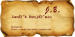 Janák Benjámin névjegykártya